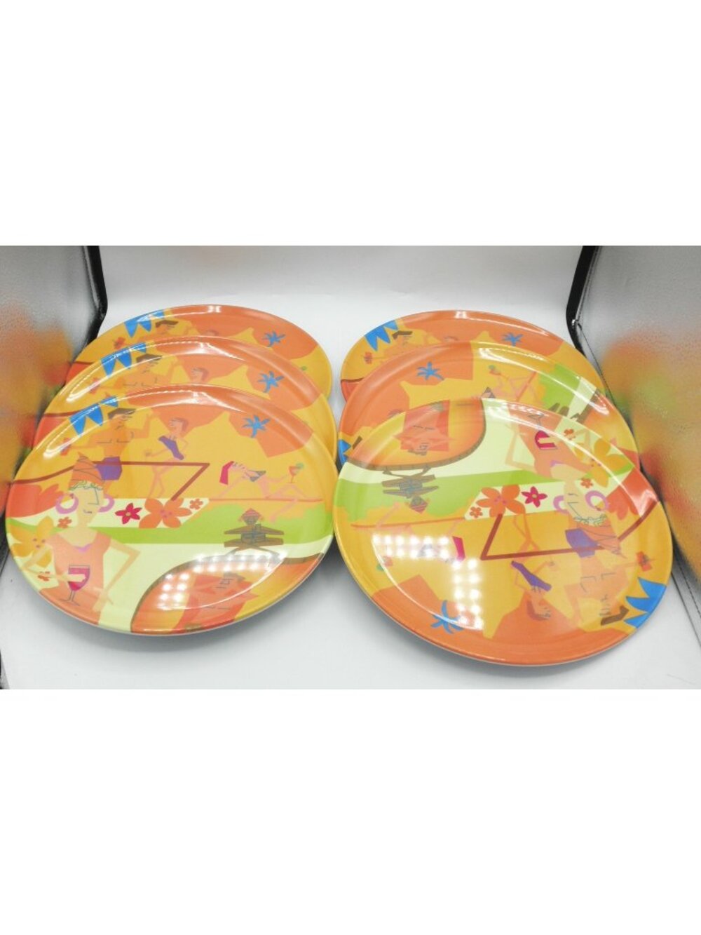HOME 11 Inch Melamine Dinner Plates Poolside Party 2005 Set of 6 Patio Picnic